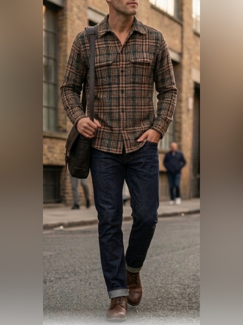 Corridor Plaid Shirt Black and Brown Casual Button Down Shirt with Classic Style